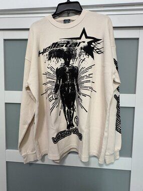 Hellstar Victory Within Thermal Long Sleeve T-Shirt Cream XL shirt